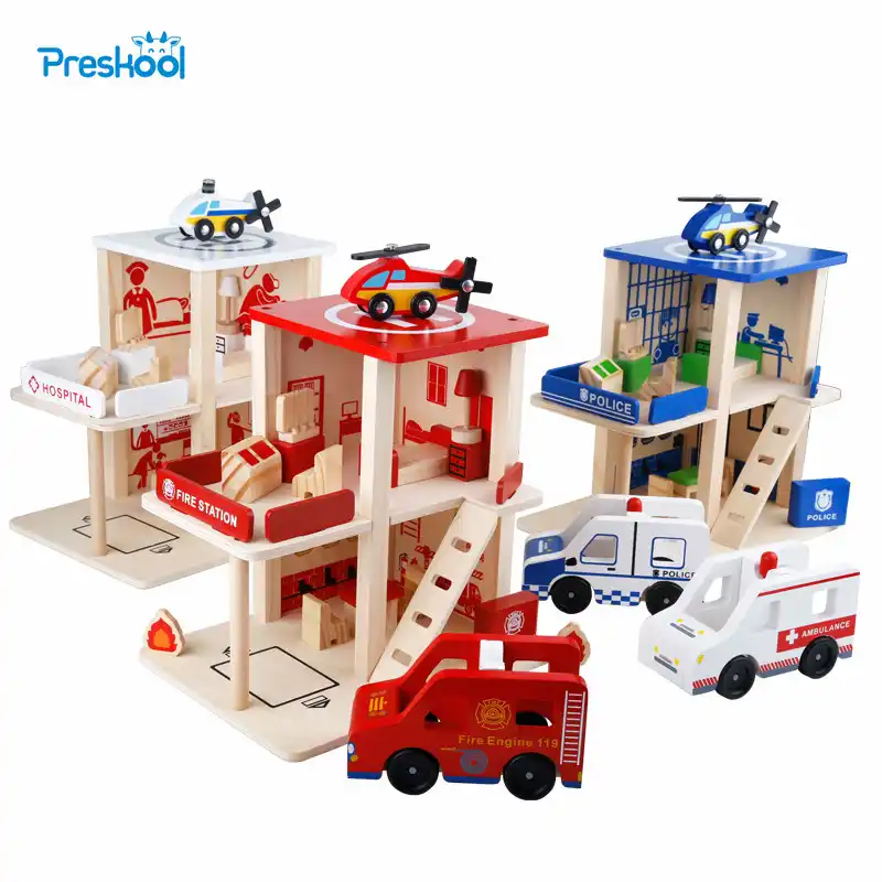kids wooden fire station