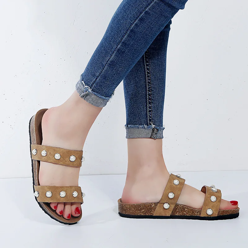 Женские пляжные шлепанцы на плоской подошве Zapatos De Mujer домашние Новинка лета