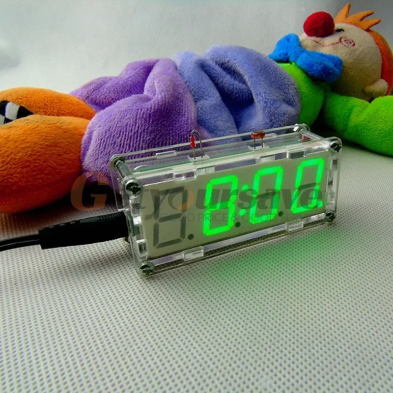 DIY Электронный микроконтроллер комплект светодиодный цифровой часы Время термометр будильник 3 цвета - Цвет: Green