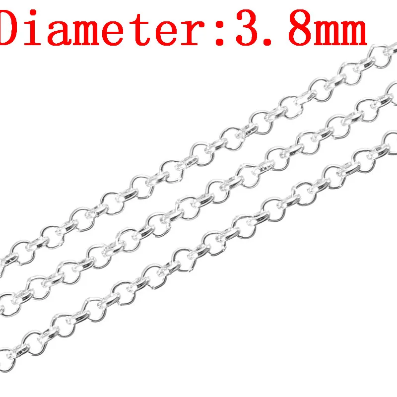 XINYAO 10 м/лот диаметр 2 3 3,8 мм металлические цепочки для ожерелья оптом античная бронза/золото/серебро Цвет Rolo цепи для изготовления ювелирных изделий F779 - Цвет: Silver