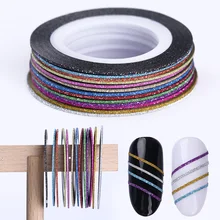 13 рулонов матовая блестящая полоскающая лента для ногтей 1 мм многоцветная клейкая переводная наклейка для украшения ногтей DIY УФ-Гель-лак