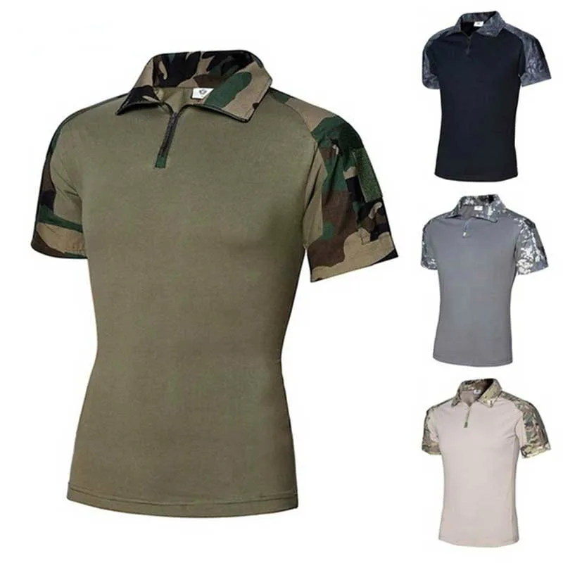 ZOGAA New 2019 Men Polo Tactical Polo Casual Solid Shirts for Men Short Sleeve Top Camouflage Men's Short Sleeve Polo Shirts Men