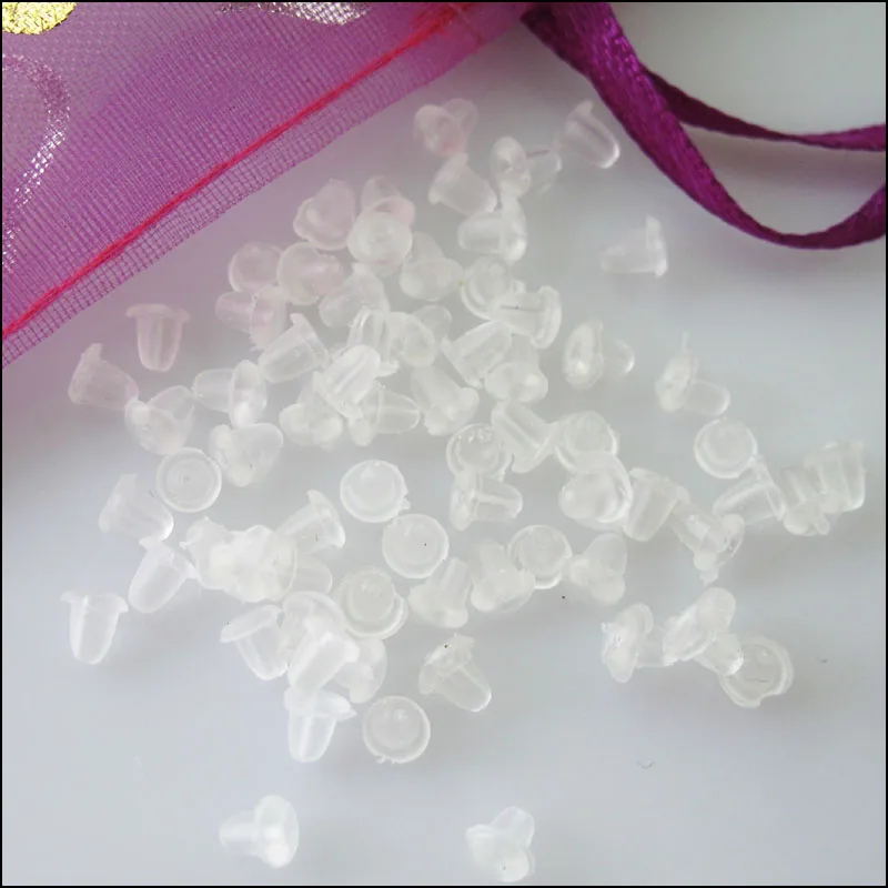 

New 600Pcs Transparent Bullet Rubber Earring Back Stopper Finding 3x4mm