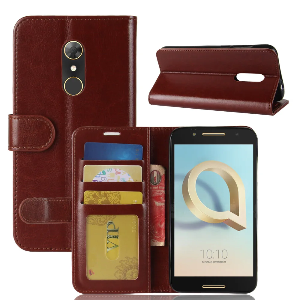 A7 Case for Alcatel A7 Cases Wallet Card Stent Book Style Flip Leather