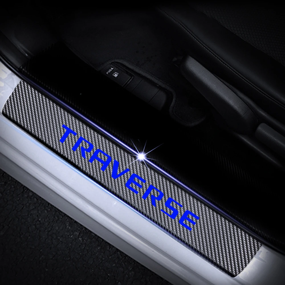 4 шт. защита для двери для Chevrolet TRAVERSE 4D виниловая наклейка из углеродного волокна Накладка на порог автомобиля авто запчасти для стайлинга автомобиля