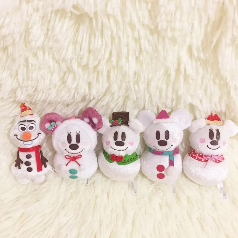 

1set/lot mini 6cm Cartoon mini mouse snowman doll toy pendant Christmas gift Christmas ornament decoration