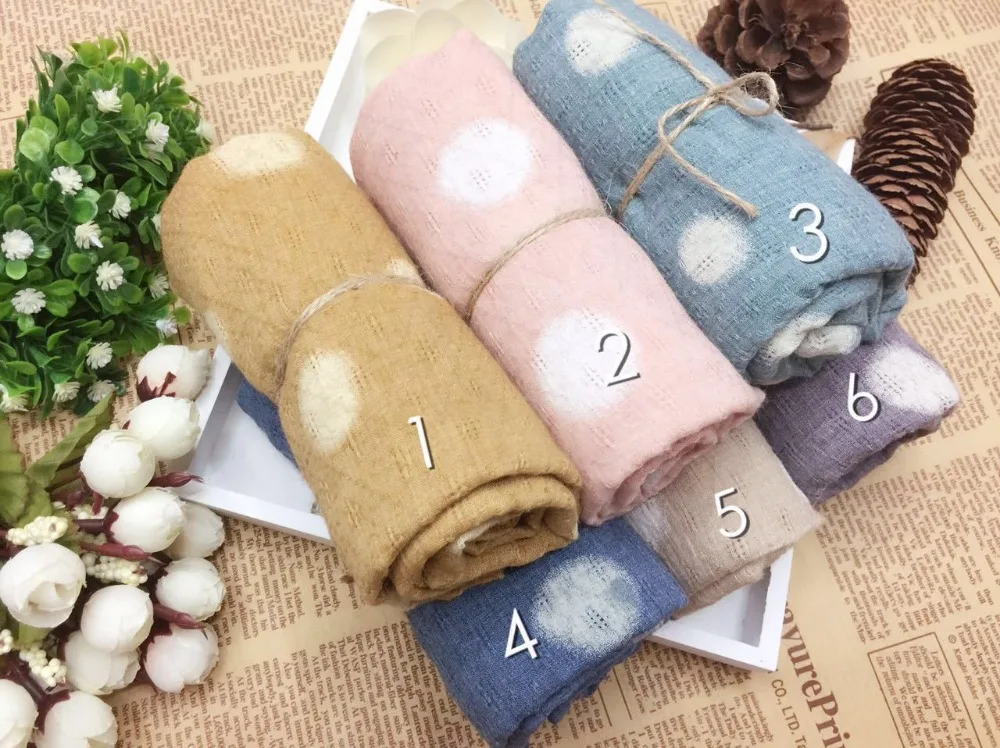 2015 Новый хлопковый большой шарф с принтом в горошек Детский круглый для девочек