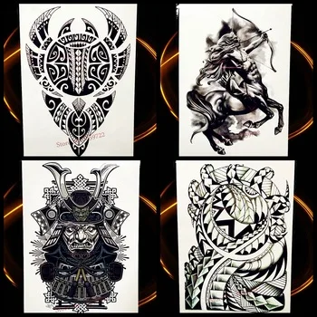 New Indian Black Totem Temporary Tattoo Sticker For Men Body Art Arm Sleeve Blade Tatoo Decal Women Fake Flash Waterproof Tattoo