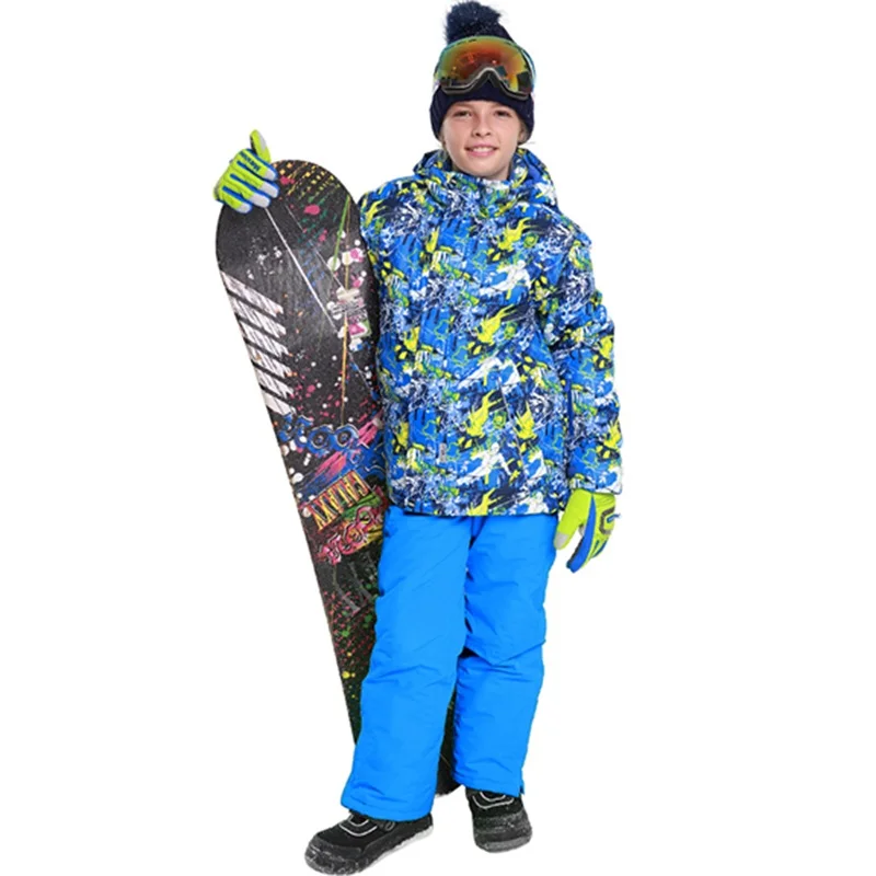 

Dollplus 2019 Boy Waterproof Windproof Ski Set Kids Winter Warm Jacket Children Outdoor Hooded Snowboard Sport Suits for Boys