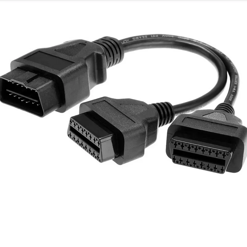 Оптовая цена черный 16 контактный разветвитель OBD 2 переходник Удлинительный