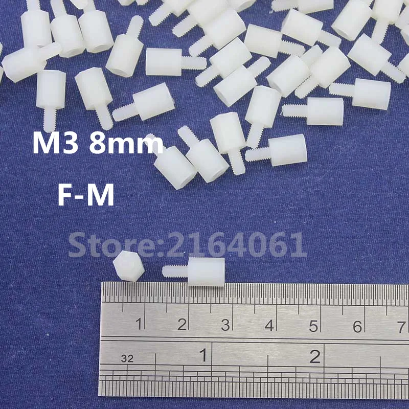 

100pcs M3 6x8mm Nylon White Hex M-F Standoff Support Pole Fasteners PCB Board Screw For DIY #M3