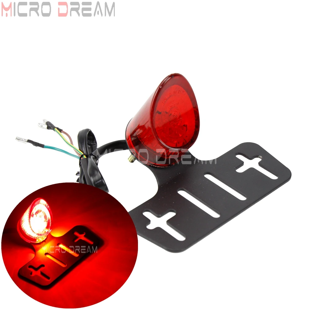 

Motorcycle Red Taillight w/ License Plate Bracket Universal for Yamaha Suzuki Honda Kawasaki Rear Brake Tail Light Stop Lamp