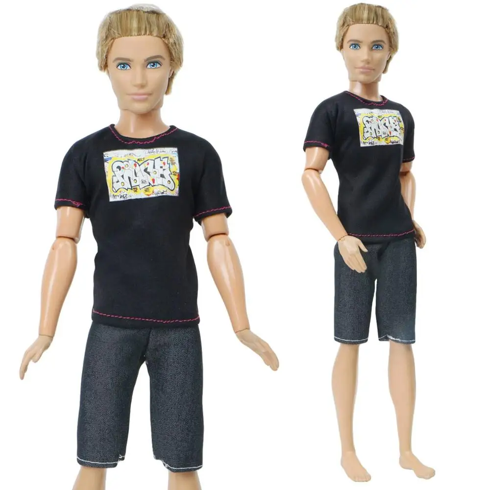 1 комплект, повседневный наряд, штаны, шорты+ полосатая футболка, мужская летняя одежда для Барби, аксессуары для куклы Кена, много стильных вещей - Цвет: 2
