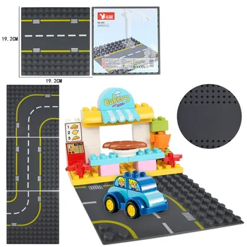 

Base Plate Big Building Blocks bricks Board Accessories Compatible Duplos Traffic Scene Assemble DIY Toys for Children boy Gift