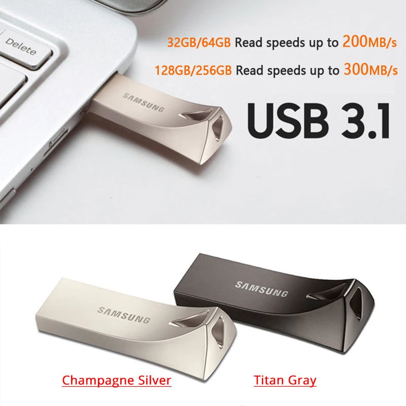 SAMSUNG USB3.1 флэш-диск 32 Гб 64 Гб 128 ГБ 256 Гб металлический мини-накопитель карта памяти устройство для хранения U диск для ПК/ноутбука