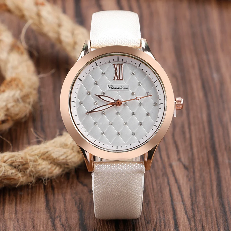 

2016 Women Ladies Fashion Online Wrist Watch Quartz-watch Crystal Diamond White Dial Dress Watches Relogio Feminino