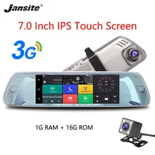 Jansite 3g Автомобильный регистратор DVR 7 «сенсорный экран Android5.0 gps Функция автомобиля видео рекордер зеркало заднего вида двойная камера объектив g-сенсор