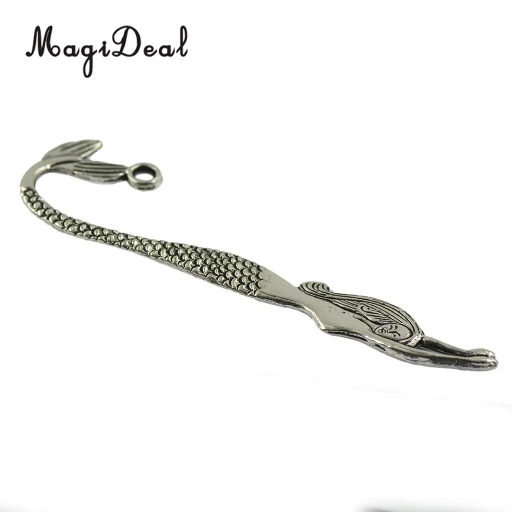 MagiDeal 60pcs Tibetan Silver Beading Feather Mermaid Line Beads Finding Bookmark Loop DIY Making Book Marker