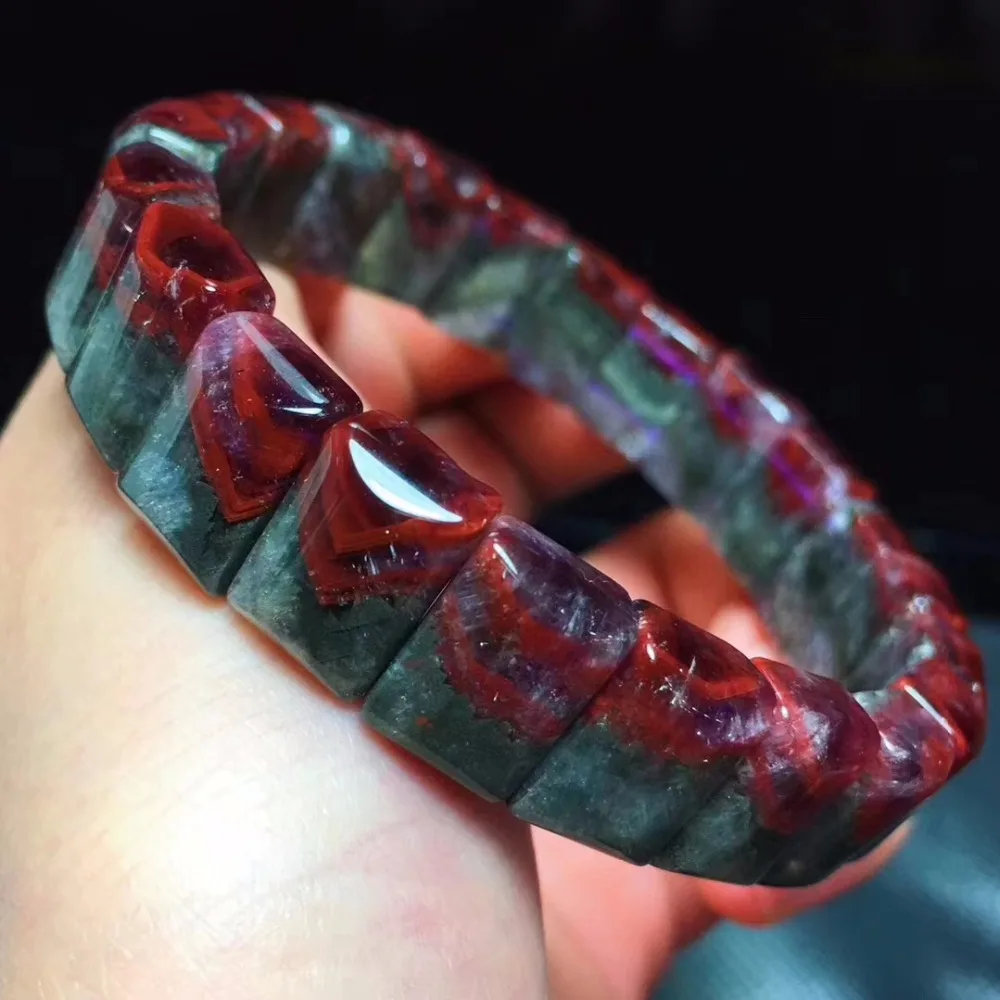 

Natural Auralite 23 Red Rare Crystal 13x8mm Bracelets Newly Canada Rectangle Beads Man Women Reiki Stone AAAAA Drop Shipping