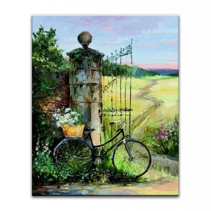 

100% hand painted oil painting Home decoration high quality landscape knife painting pictures DM16062802