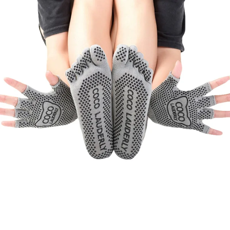 Спортивные носки женские нескользящие носки с пальцами для йоги и перчаток, Полный Палец Носки спортивные танцевальные носки для пилатеса
