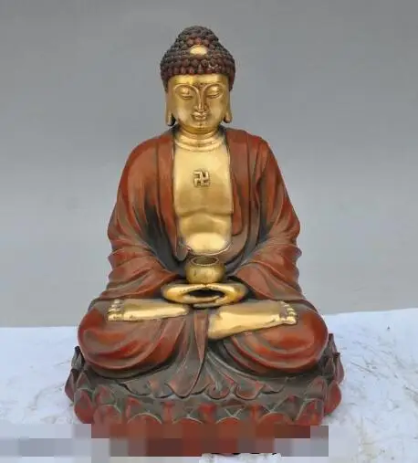 

S02399 10"tibet buddhism fane bronze gilt seat lotus sakyamuni Medicine Buddha statue (B0328)