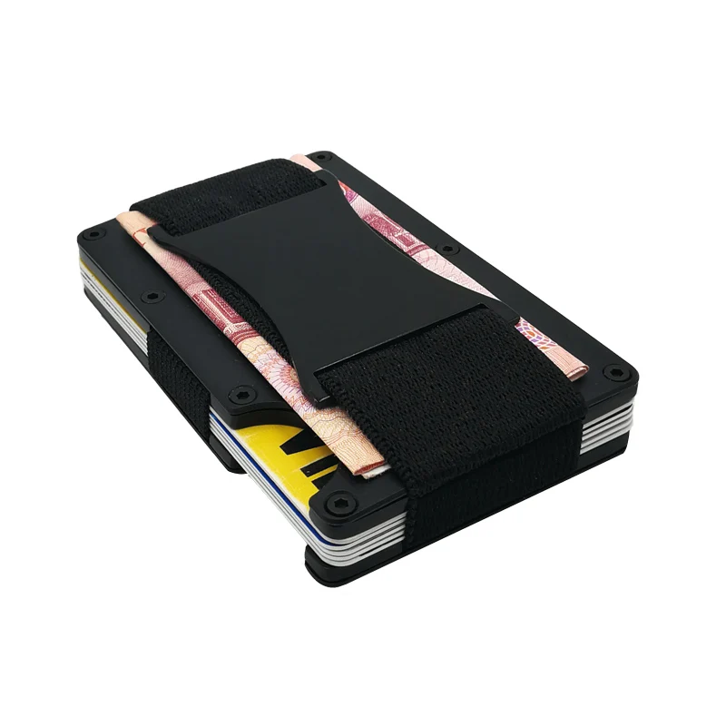 Slim Metal Wallet With Cash Strap Brand Business Credit Card ID Holder Men Rfid Mini Wallet Card Protector Porte Carte Slim Metal Wallet With Cash Strap Brand Business Credit Card ID Holder Men Rfid Mini Wallet Card Protector Porte Carte