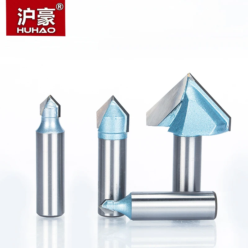 

HUHAO 1pc 1/2" Shank V Type Slotting Wood Tungsten Woodworking Milling Cutter Industrial Grade Router Bits For Carving Tool