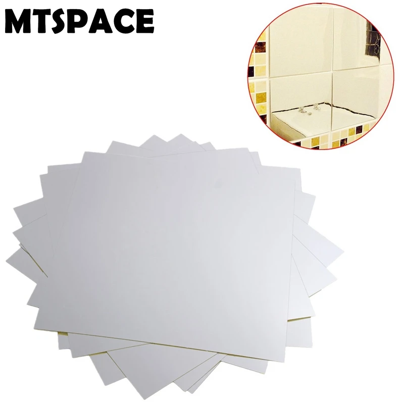 MTSPACE 9pcs/Set Mirror Wall Stickers Decal Self-adhesive Tiles Mirror Stickers 3D Mirror Wall Art Home Decors Wall Decal 2