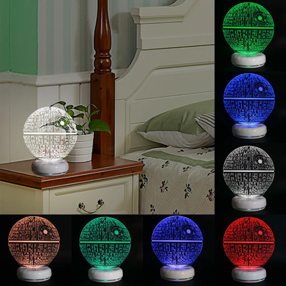 Us 14 21 21 Off Porcelain Base Death Star Style 3d Visual Light Creative Touch Switch Night Light Usb Power Supply Led Lamp Drop Shipping In Led