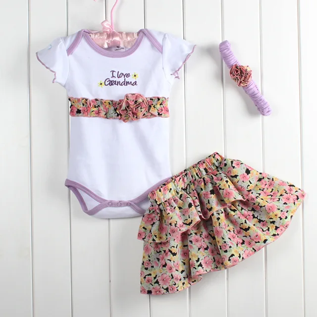 2014 summer baby Set romper headband skirt girl fashion cotton toddler