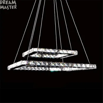 

Modern 2 rectangle LED chandelier Fixture K9 crystal Rectangle LEDs Lamp for Dining Living room lustres ceiling Hanging Lighting