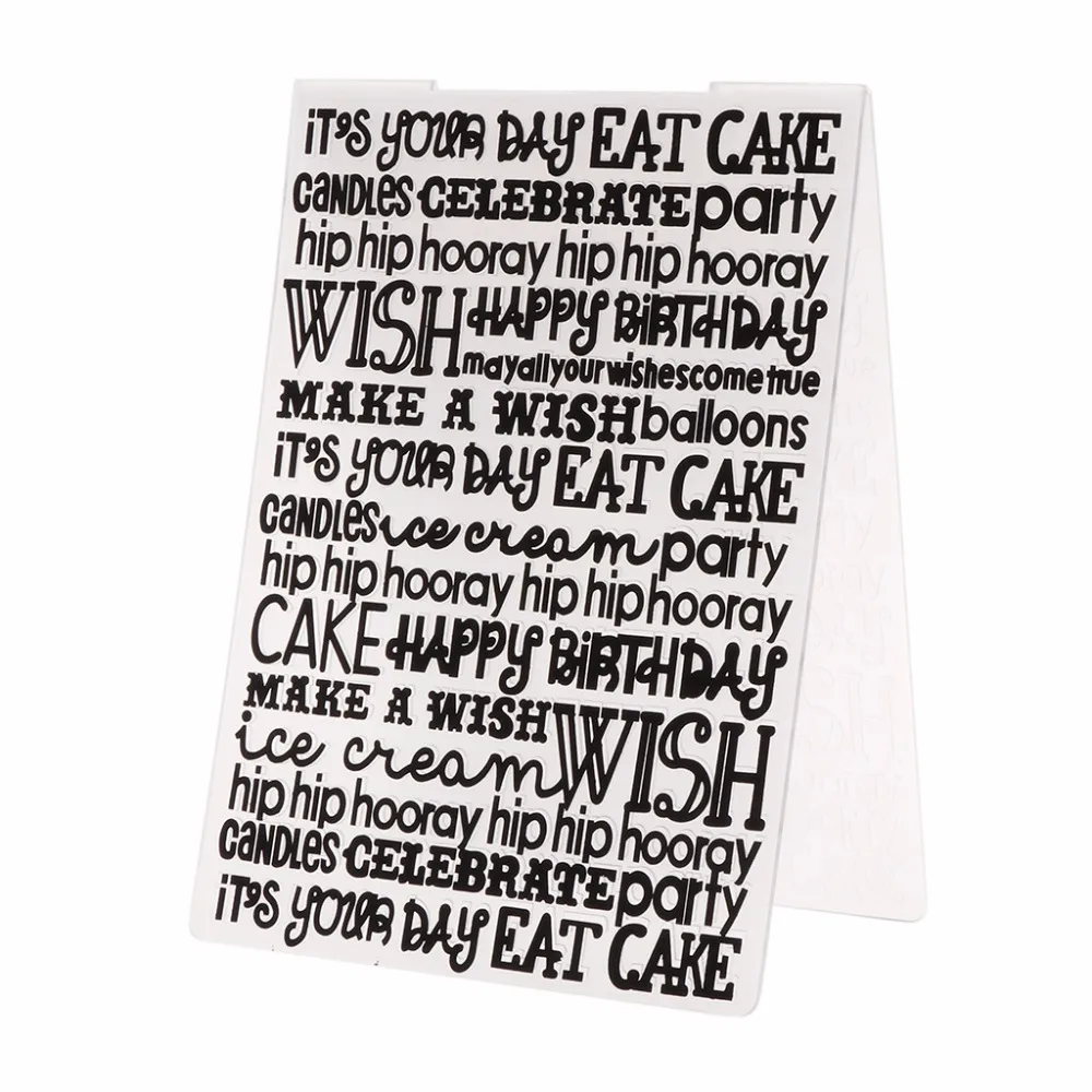 

Plastic Embossing Folder Template for DIY Scrapbook Photo Album Card Paper Craft Happy Birthday