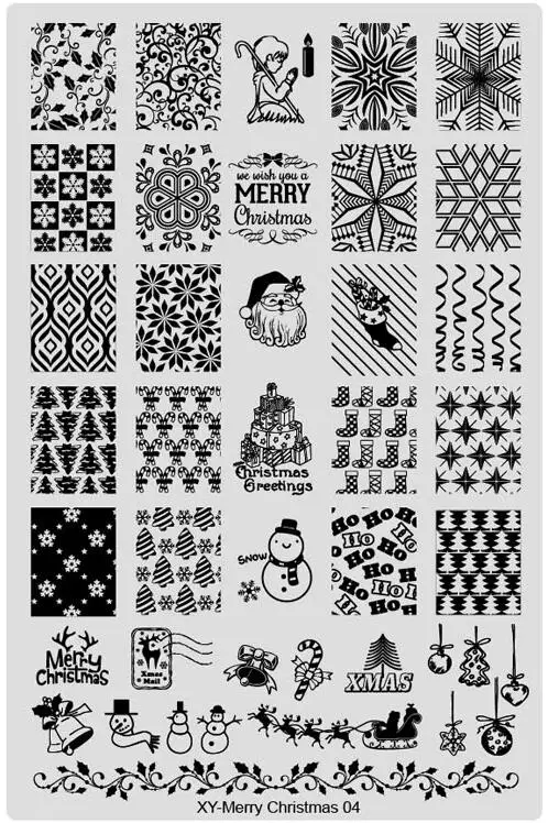 Год Рождество ногтей штамповки пластины празднование серии снеговик шаблон из нержавеющей стали дизайн ногтей маникюр шаблон 14,5*9,5 см - Цвет: XY-MC04