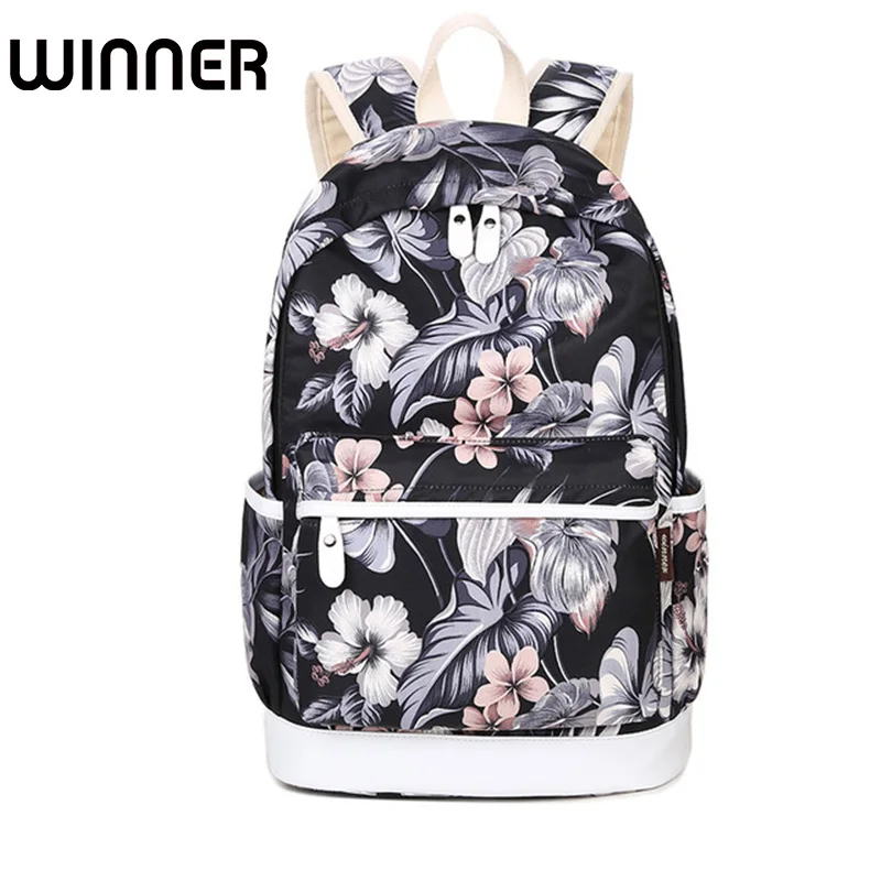 Brand Unique Printing Backpack Women Floral Bookbags Waterproof Canvas Backpack Schoolbag for ...