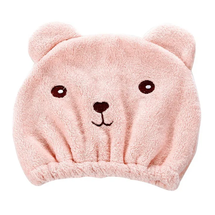 1 шт. милый медведь из мультфильма мягкие волосы вытирая с капюшоном полотенце Макияж сухая шапочка для волос для взрослых женщин леди - Цвет: bear Pink