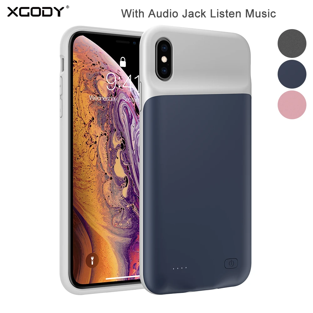 

XGODY 6500mAh Battery Case For iphone X XS XMAX Anti Shock Slim Powerbank Charging Case For X XS XMAX External Backup Battery