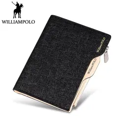 Williampolo 2019 новый мужской кошелек модный короткий тонкий кошелек Повседневный Bi-fold Мужской кошелек для кредитных карт денимовая сумочка
