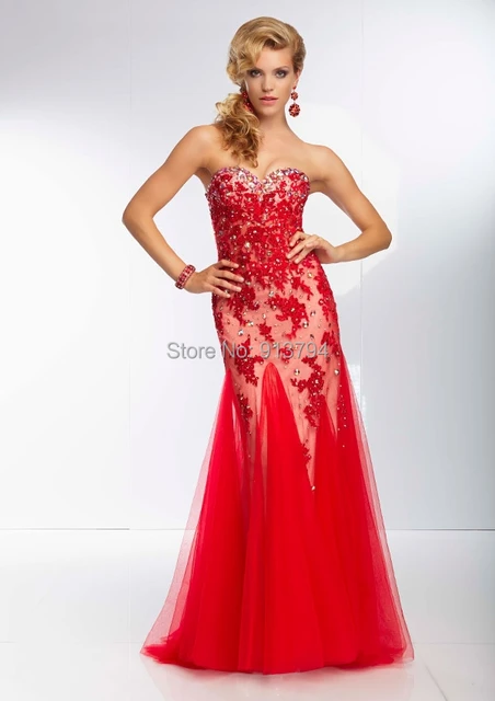 Famous Design Sweetheart Red Tulle Prom Dresses 2014 Applique Hollow Out Night Dress MLP 108 Famous Design Sweetheart Red Tulle Prom Dresses 2014 Applique Hollow Out Night Dress MLP 108