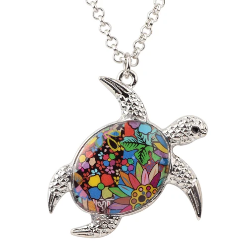 WEVENI заявление Макси черепаха ожерелья, подвески, цепочки воротник океан Коллекция Аксессуары Модные украшения для Для женщин - Окраска металла: Pattern A