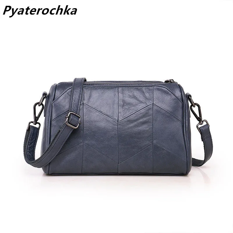

Pyaterochka Messenger Bags for Women 2018 New Ladies Korean Style Blue Patchwork Small Genuine Leather Shoulder Crossbody Bag