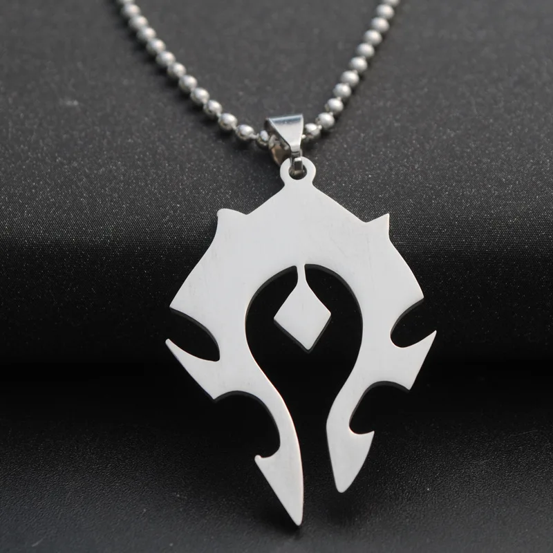 stainless steel World tribal logo charm pendant necklace game logo symbol necklace men and women game player popular necklace
