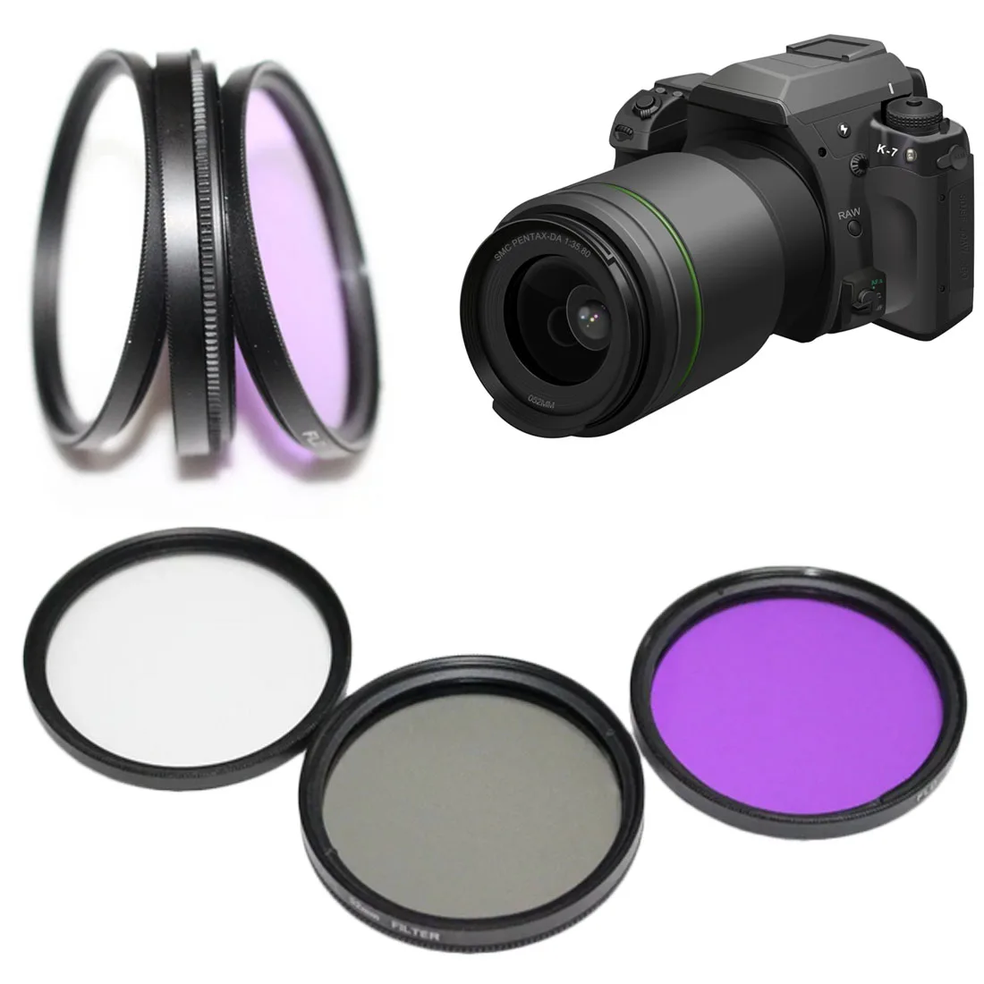 Набор фильтров для объектива 49 мм 52 мм 55 мм 58 мм 62 мм 67 мм 72 мм 77 мм UV+ CPL+ FLD 3 в 1 с сумкой для Canon Nikon sony Pentax