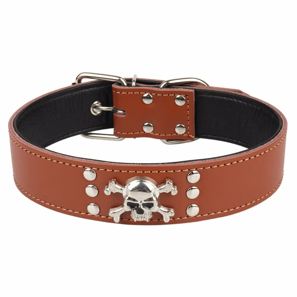 PipiFren Genuine leather Spiked Big Dogs Collars Pets Supplies For Belt