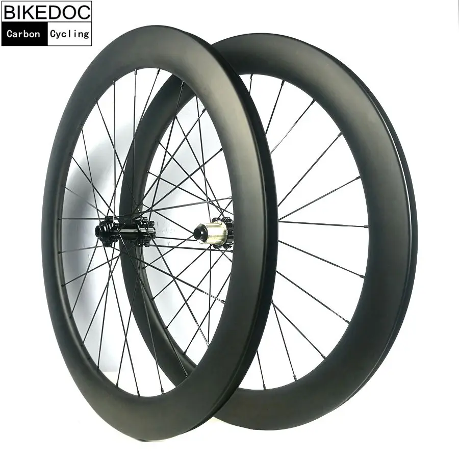 

BIKEDOC Road Bike Carbon Wheelset Powerway Straight Pull Ruedas Carbono Bicicleta Carretera 60MM Carbon Wheels Road Disc Brake
