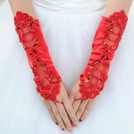 gloves bridal luva accessories beading fingerless noiva elegant formal dress embroidered satin bride lace double
