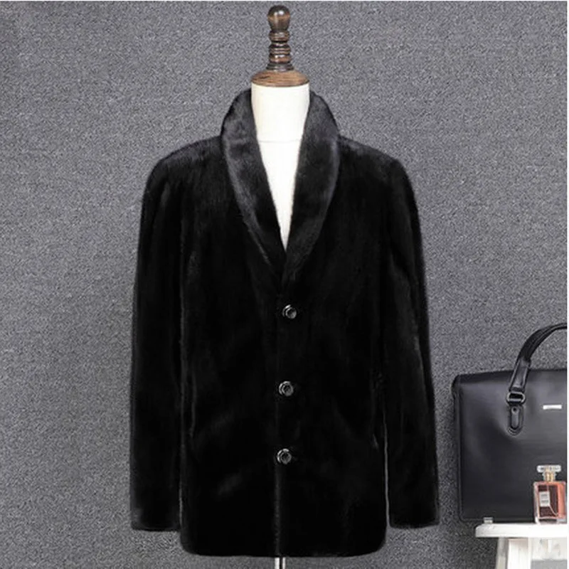 

S-6XL New Fashion Women Winter Clothes Men's medium and long Coat Faux Fur Suit Collar Imitation Mink Fur jacket