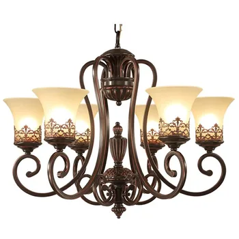 

European Luxury Vintage Loft Pendant Chandelier Retro Suspension Lamp E27 Resin Glass Metal Lamp for Living Bedroom Dinning Room