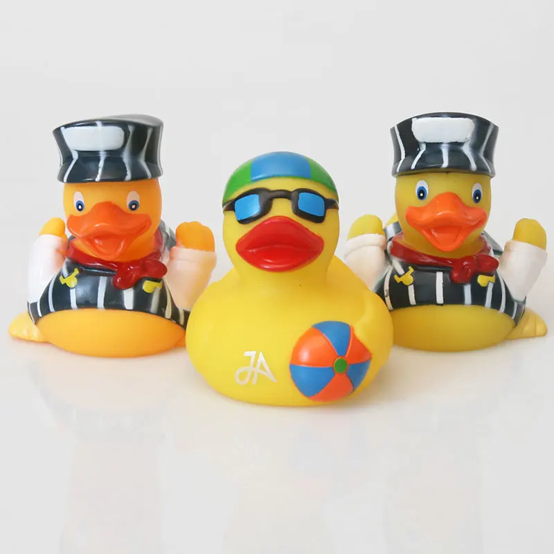 

8cm classic rubber stripe shape swimming duck toy baby bathroom bath float squeaky call water duck collection gift duck