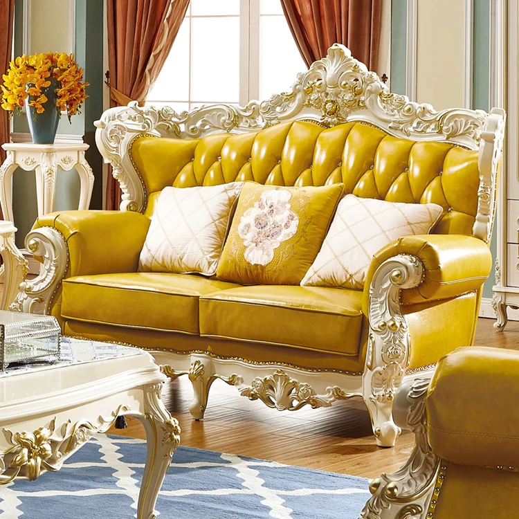 living room furniture new model sectional yellow leather sofa sets pictures - 9005